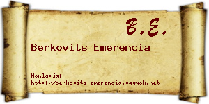 Berkovits Emerencia névjegykártya